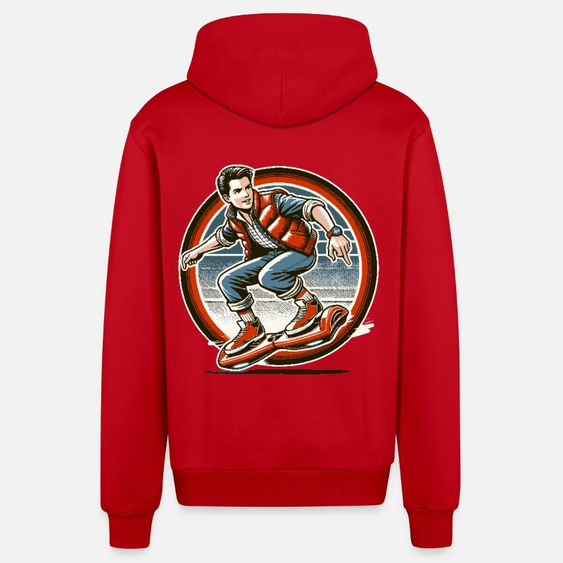 Hoverboarding is timeless fun - Organic Relaxed Hooded Jacket Made in EU - red