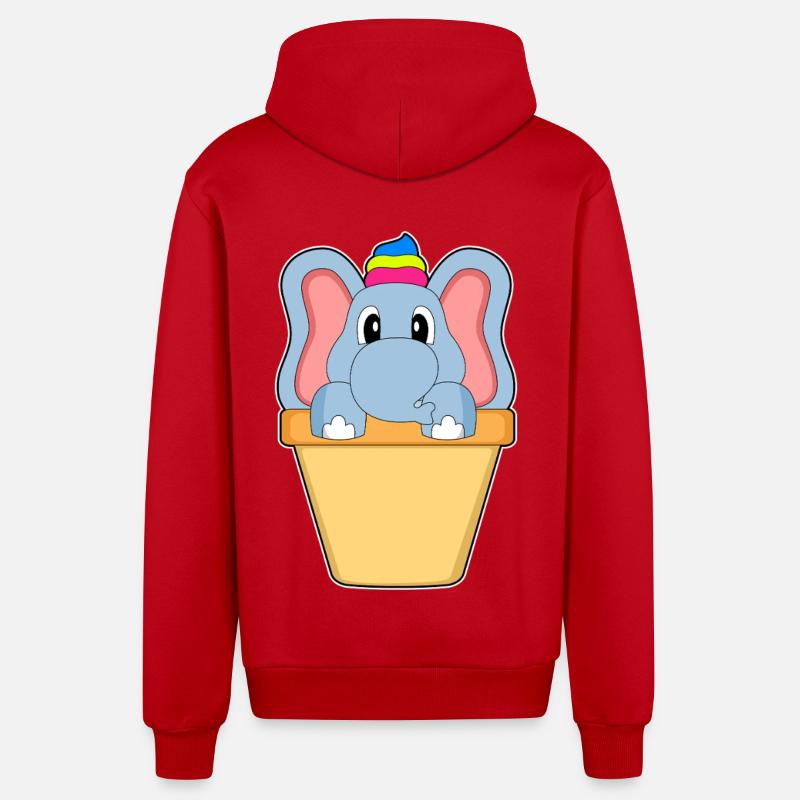 Glace à la gaufre d’éléphant - Veste à capuche bio décontractée fabriquée en UE - rouge
