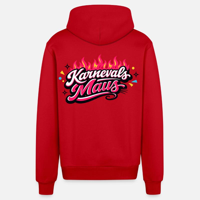 Karnevalsmaus Köln - Kölner Karneval Design - Organic Relaxed Kapuzenjacke Made in EU - Rot