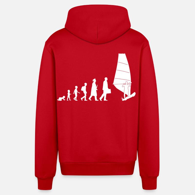 Windsurfing Evolution - Organic Relaxed Kapuzenjacke Made in EU - Rot
