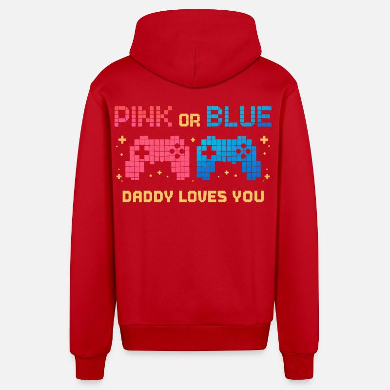 Contrôleur de pixels rose ou bleu - Veste à capuche bio décontractée fabriquée en UE - rouge