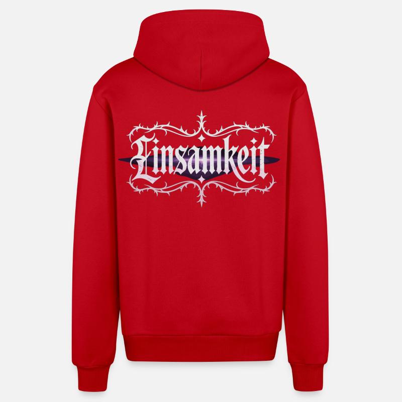 Chemise de la solitude – Lettrage gothique - Veste à capuche bio décontractée fabriquée en UE - rouge