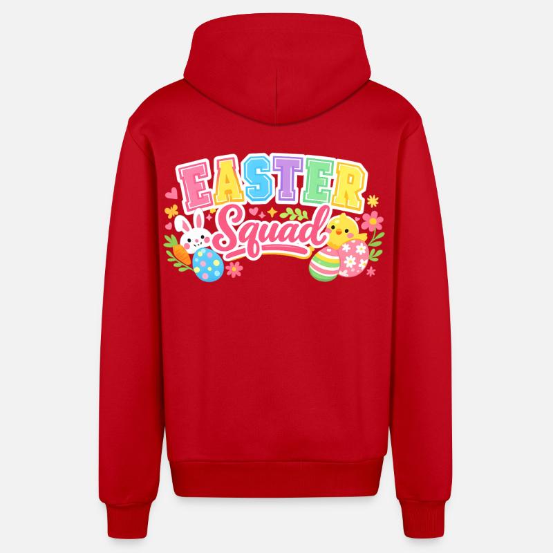 Ostern Squad Bunte Eier Küken - Organic Relaxed Kapuzenjacke Made in EU - Rot