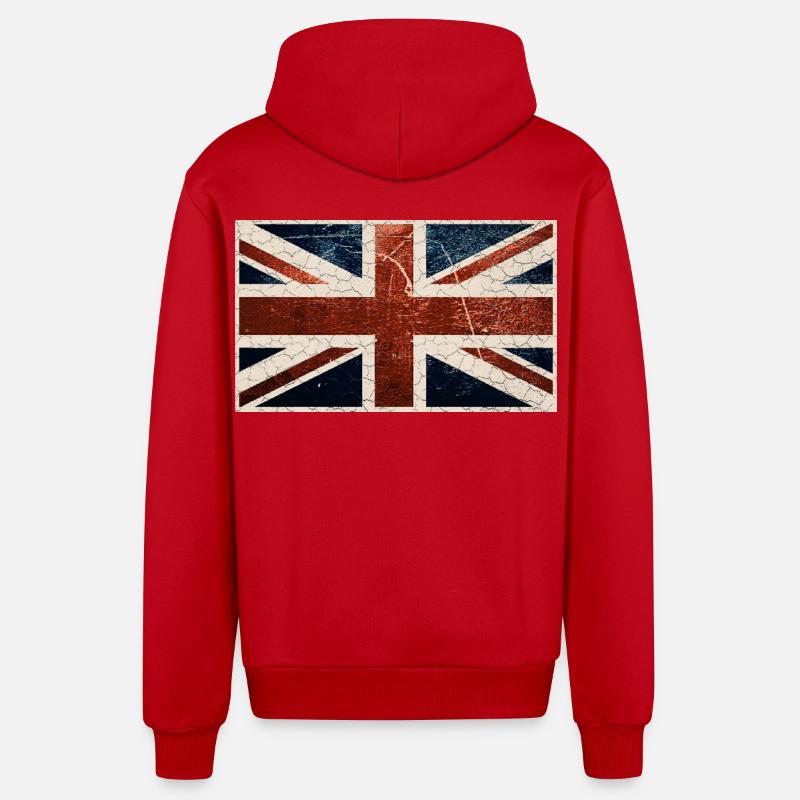 Drapeau anglais - Veste à capuche bio décontractée fabriquée en UE - rouge