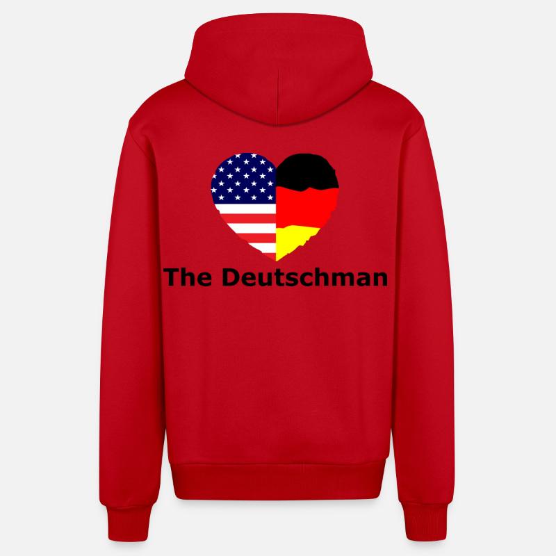 Le Deutschmann - Veste à capuche bio décontractée fabriquée en UE - rouge