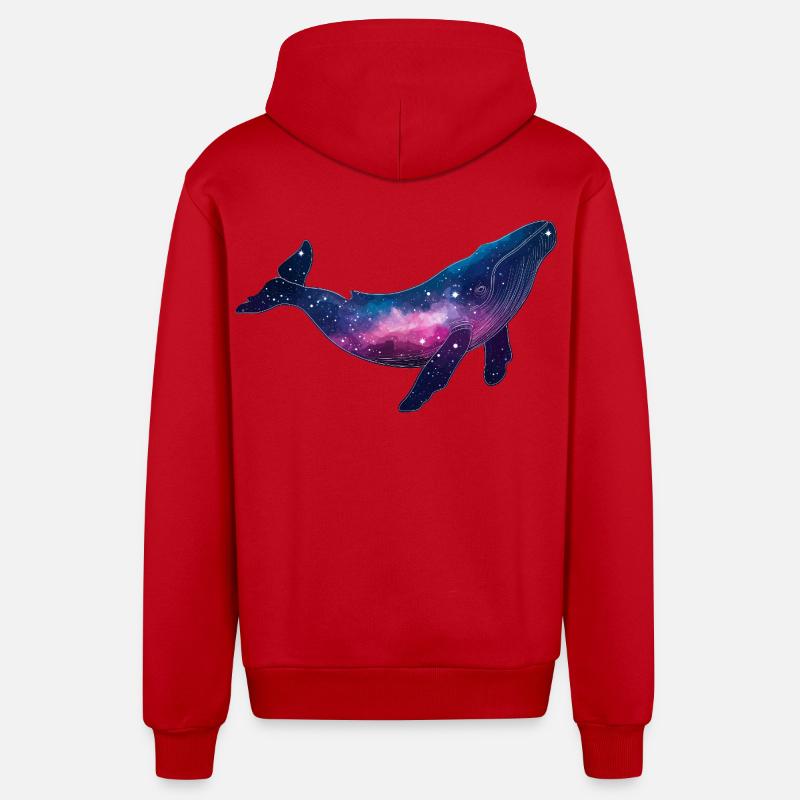Baleine bisexuelle Queer Galaxy Whale Space - Veste à capuche bio décontractée fabriquée en UE - rouge