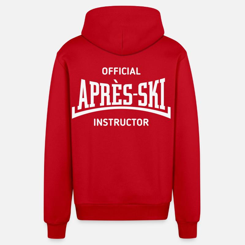 Moniteur officiel d’après-ski (Concave / Blanc) - Veste à capuche bio décontractée fabriquée en UE - rouge