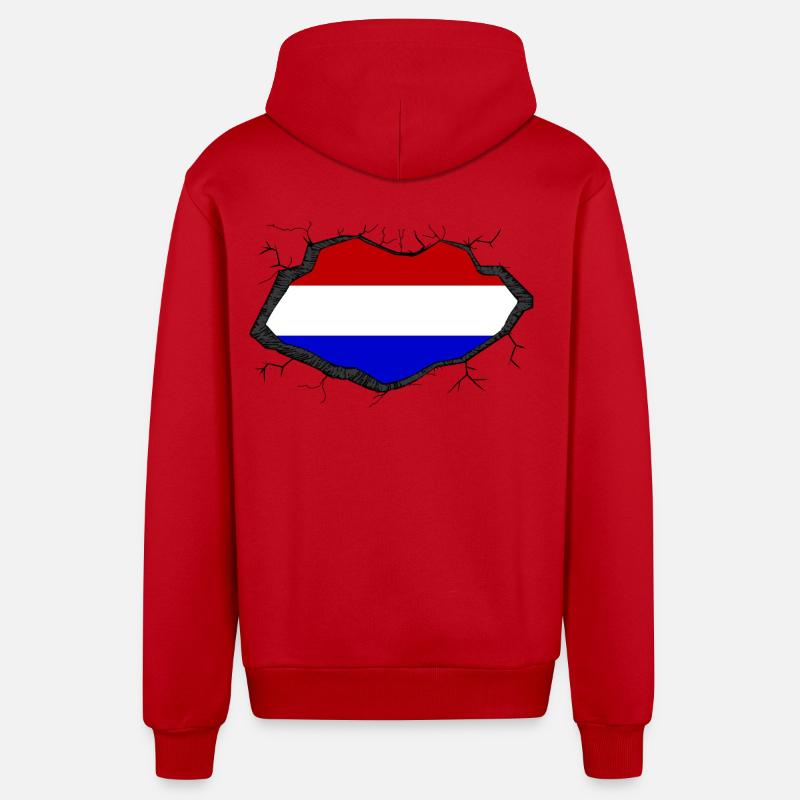 Percée du drapeau hollandais - Veste à capuche bio décontractée fabriquée en UE - rouge