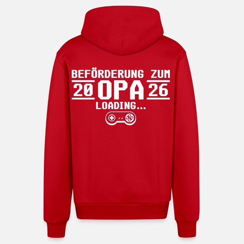 Werdender Opa 2026 loading - Großvater - Organic Relaxed Kapuzenjacke Made in EU - Rot