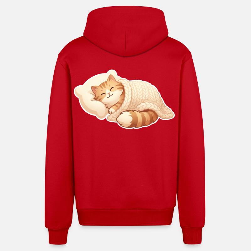 Cat sleeping - Organic Relaxed Hooded Jacket Made in EU - red