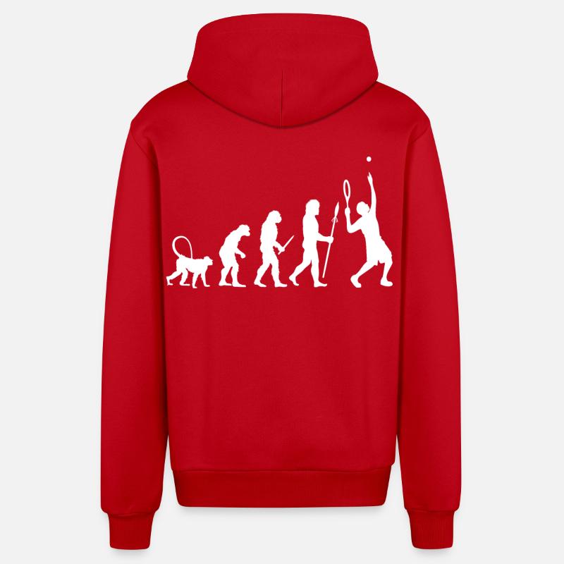 Évolution du tennis - Veste à capuche bio décontractée fabriquée en UE - rouge