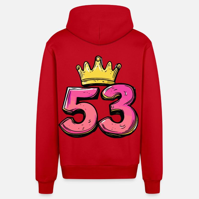 Couronne à 53 chiffres - Veste à capuche bio décontractée fabriquée en UE - rouge