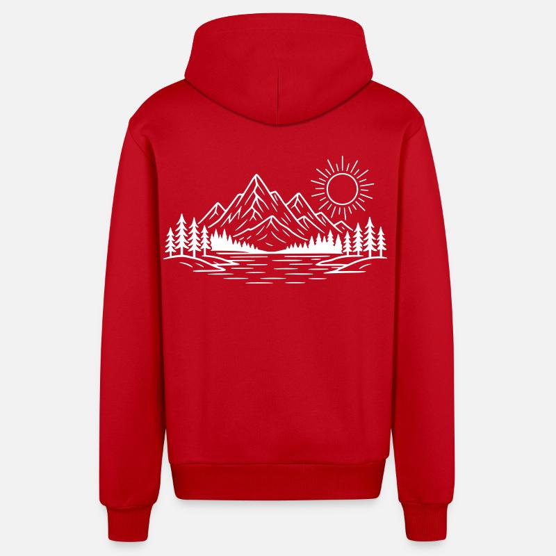 Forêt naturelle des montagnes - Veste à capuche bio décontractée fabriquée en UE - rouge