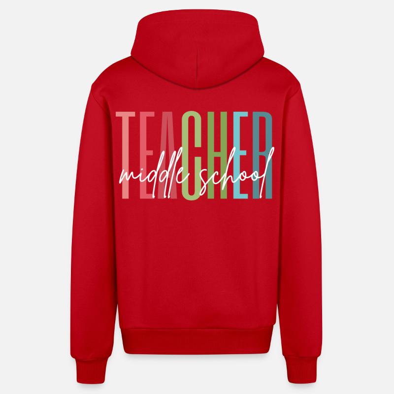 Cadeau d’enseignant de collège - Veste à capuche bio décontractée fabriquée en UE - rouge