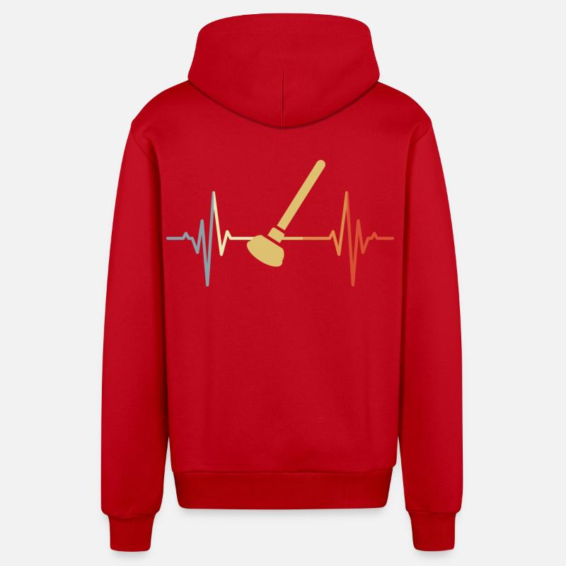 Fréquence d’impulsion de la ventouse rétro - Veste à capuche bio décontractée fabriquée en UE - rouge