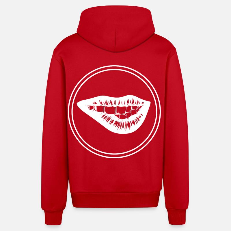 Lèvres symbole Beauté - Veste à capuche bio décontractée fabriquée en UE - rouge