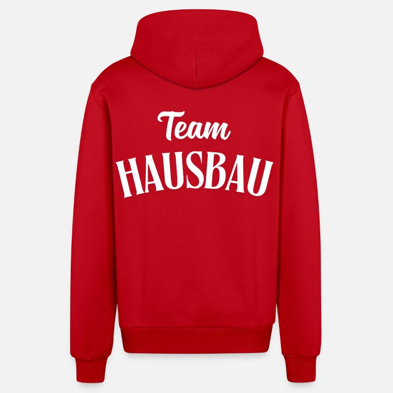 Construction de maisons d’équipe - Veste à capuche bio décontractée fabriquée en UE - rouge