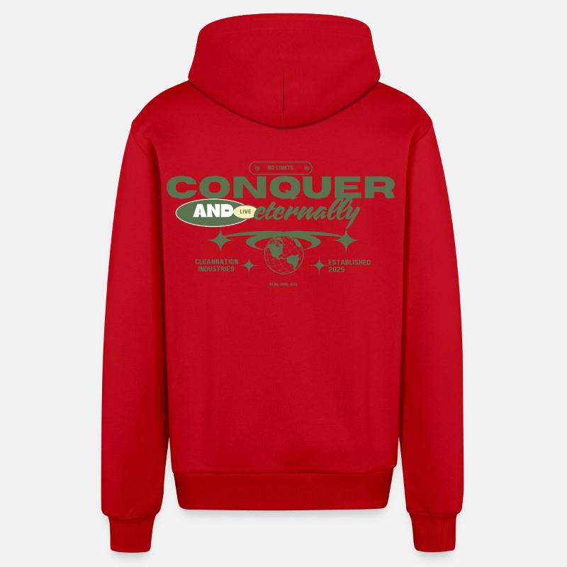 Conquer - Organic Relaxed Hooded Jacket Made in EU - red