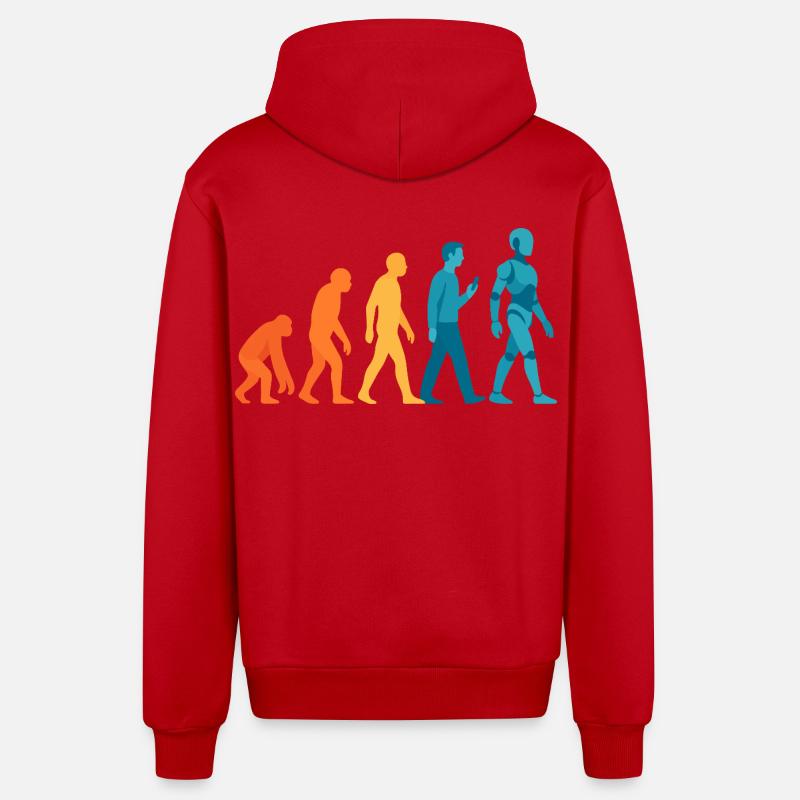 Évolution vers le contour du robot - Veste à capuche bio décontractée fabriquée en UE - rouge