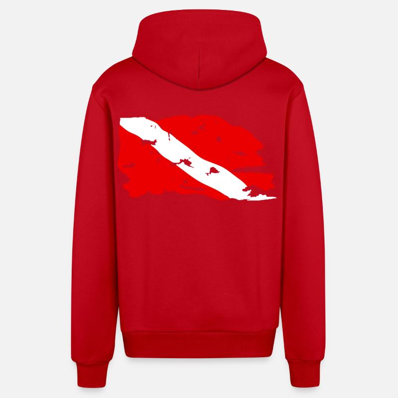 Drapeau Plongée Usé - Veste à capuche bio décontractée fabriquée en UE - rouge