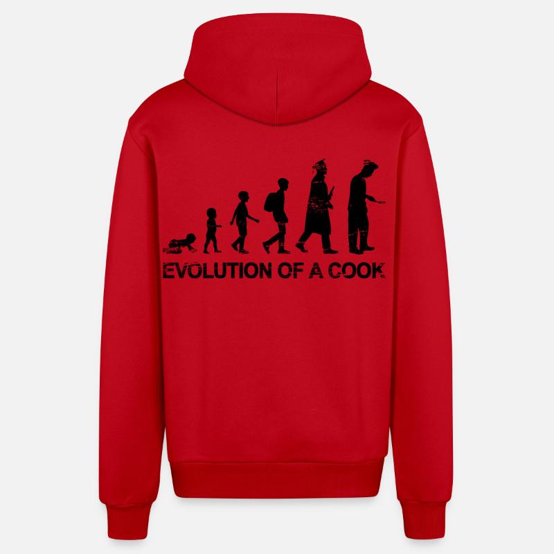 Évolution du chef - Veste à capuche bio décontractée fabriquée en UE - rouge