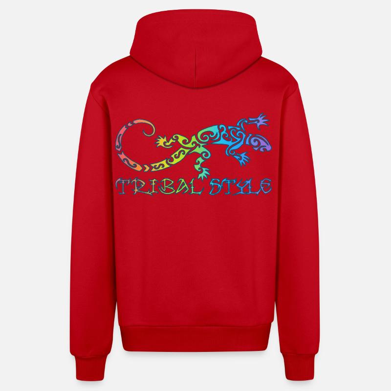 Polynesische Regenbogen-Eidechse - Organic Relaxed Kapuzenjacke Made in EU - Rot