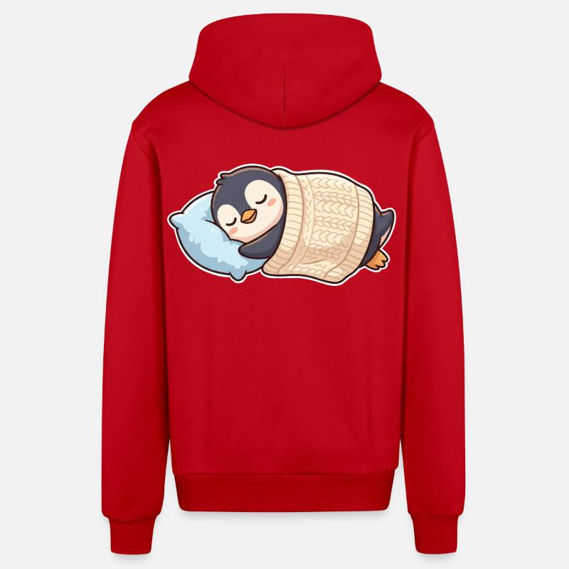 Penguin dort - Veste à capuche bio décontractée fabriquée en UE - rouge