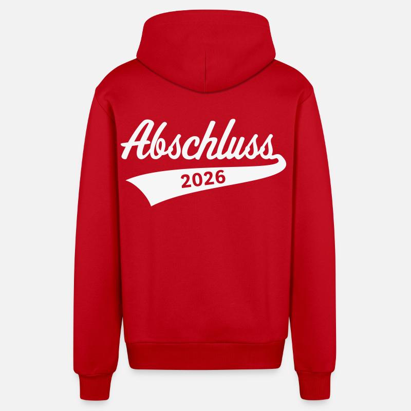 Abschluss 2026 (Schulabschluss / White) - Organic Relaxed Kapuzenjacke Made in EU - Rot