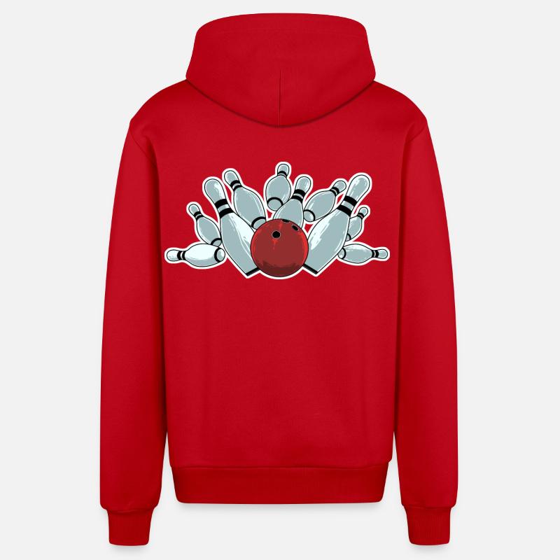Frappe de bowling - Veste à capuche bio décontractée fabriquée en UE - rouge