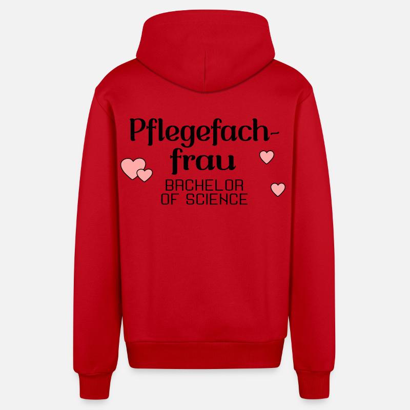 Bachelorstudium Pflege - Abschluss Pflegefachfrau - Organic Relaxed Kapuzenjacke Made in EU - Rot