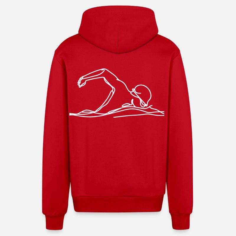 Graphique de nageur de compétition - Veste à capuche bio décontractée fabriquée en UE - rouge