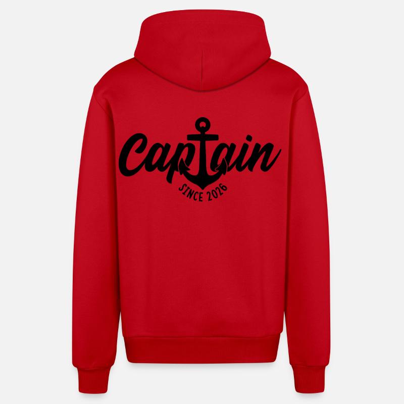 CAPITAINE DEPUIS 2026 - Veste à capuche bio décontractée fabriquée en UE - rouge