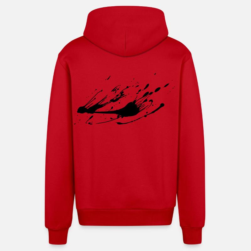 Image d’éclaboussure de peinture # - Veste à capuche bio décontractée fabriquée en UE - rouge