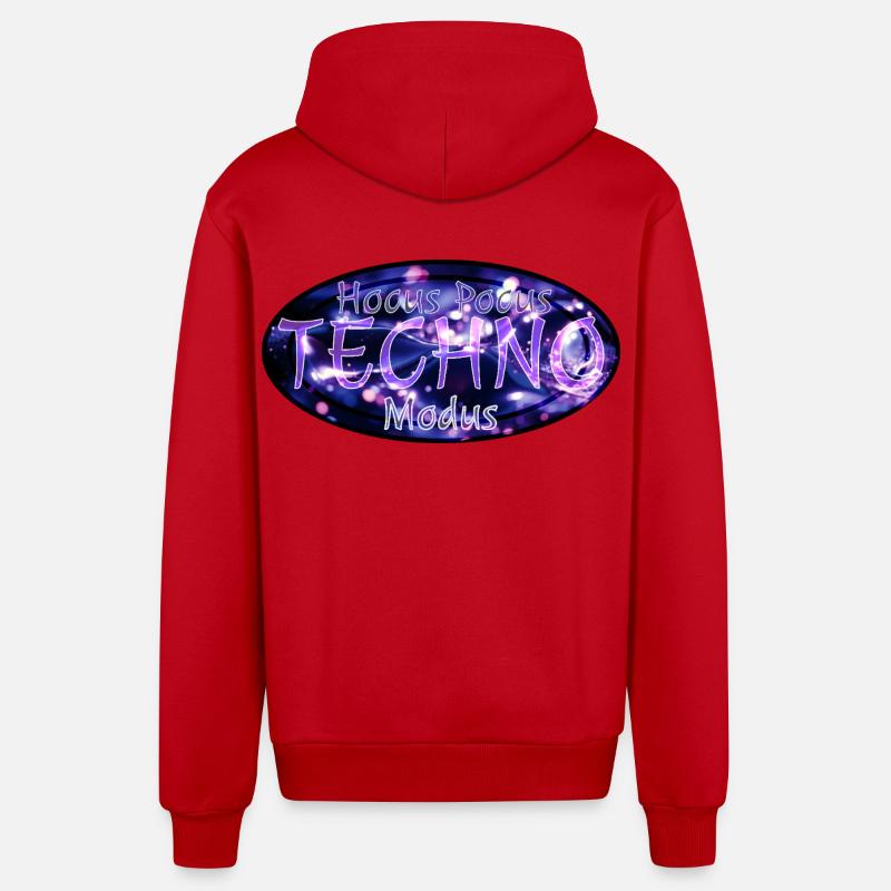 Hocus Pocus Techno Mode - Organic Relaxed Hooded Jacket Made in EU - red