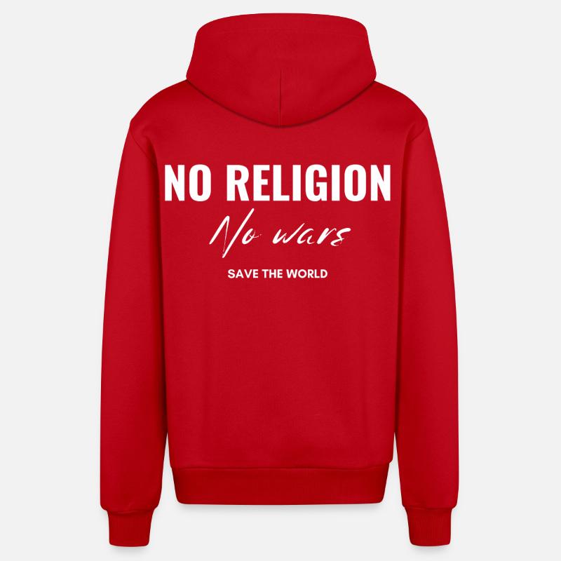 Pas de religions, pas de guerres - Veste à capuche bio décontractée fabriquée en UE - rouge