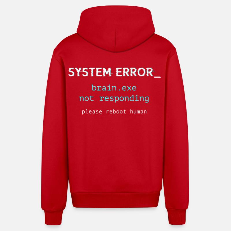 System error - brain.exe not responding - Organic Relaxed Hooded Jacket Made in EU - red