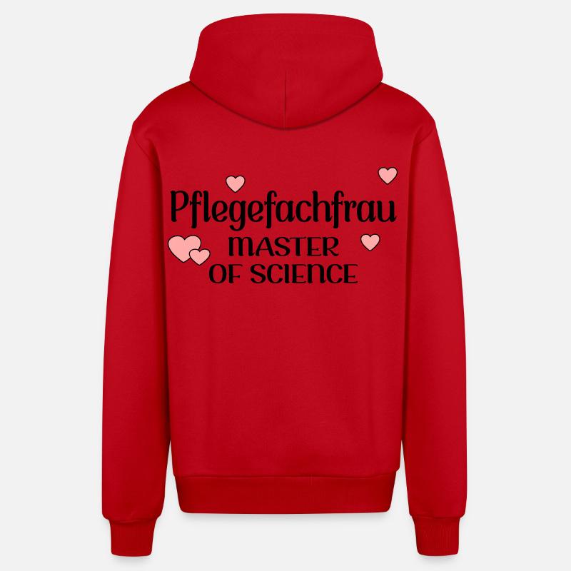 MASTERSTUDIUM PFLEGE - PFLEGEFACHFRAU - Organic Relaxed Kapuzenjacke Made in EU - Rot