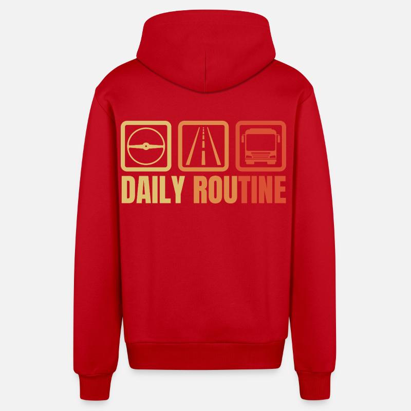 Routine quotidienne du chauffeur d’autobus - Veste à capuche bio décontractée fabriquée en UE - rouge