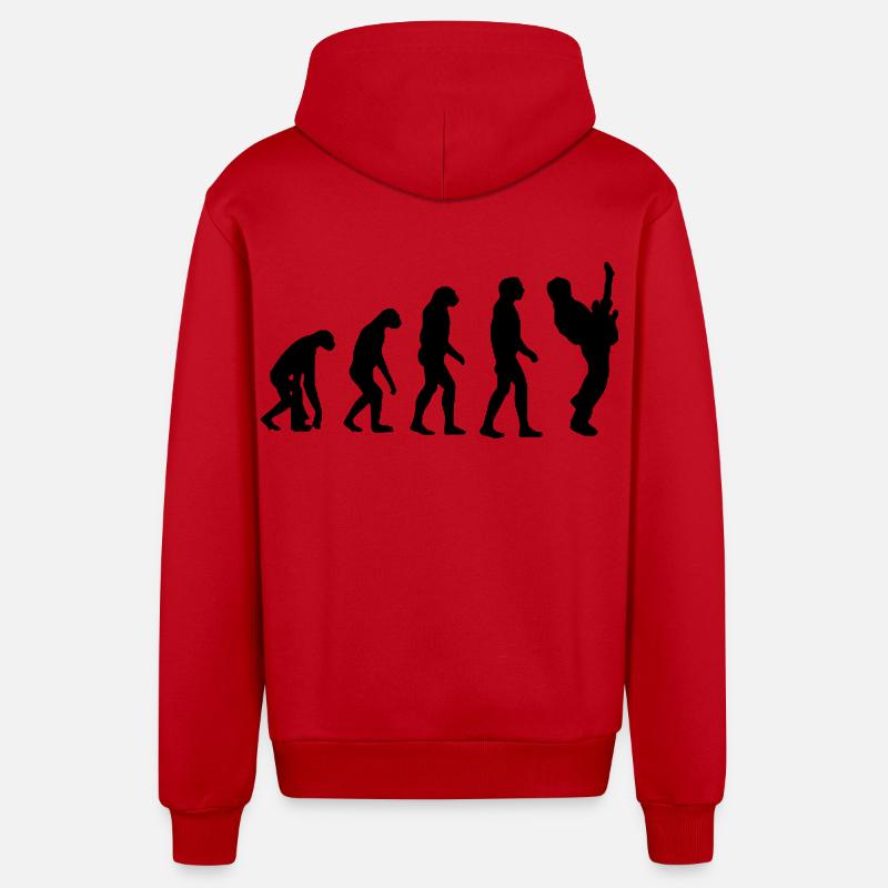 Evolution du guitariste, guitariste, musicien # - Veste à capuche bio décontractée fabriquée en UE - rouge