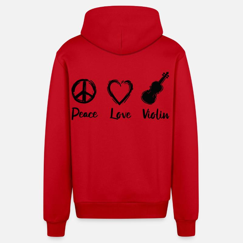 Paix Amour Violon - Veste à capuche bio décontractée fabriquée en UE - rouge