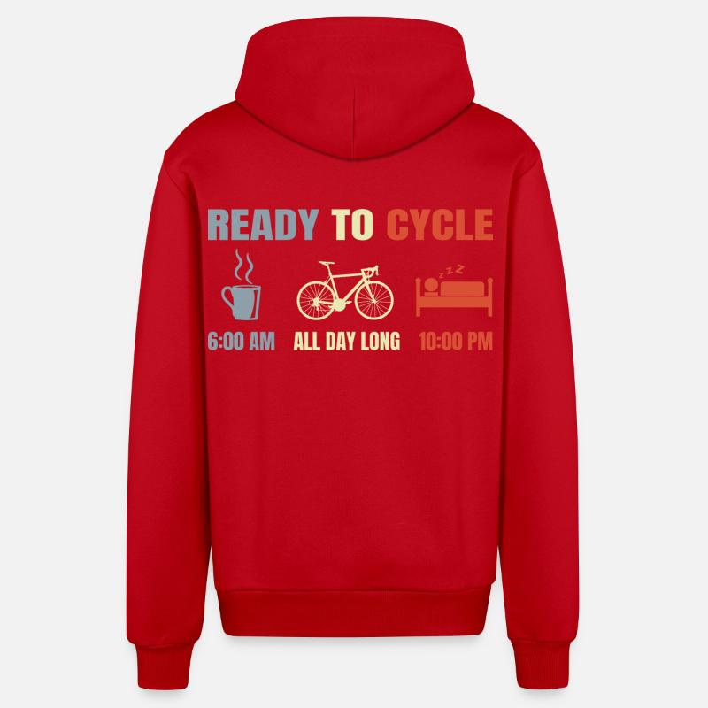 Cyclists schedule - Organic Relaxed Hooded Jacket Made in EU - red