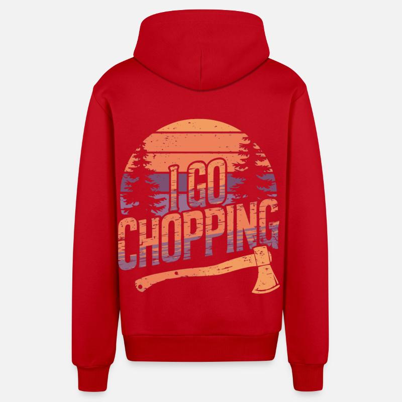 Bûcheron Coupe-arbre à tronçonner - Veste à capuche bio décontractée fabriquée en UE - rouge