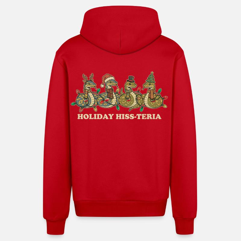 King Python Christmas Lights Gift - Organic Relaxed Hooded Jacket Made in EU - red