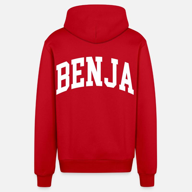 Benja - Veste à capuche bio décontractée fabriquée en UE - rouge
