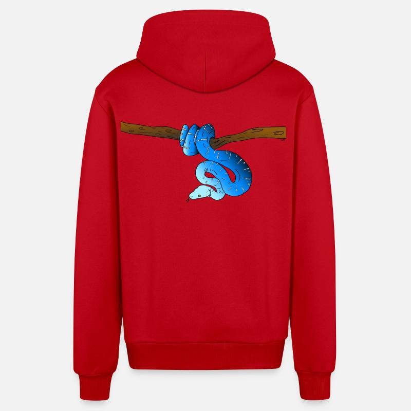 Serpent Bleu - Veste à capuche bio décontractée fabriquée en UE - rouge