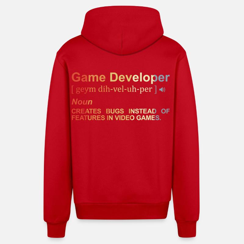 Game Developer Definition - Organic Relaxed Hooded Jacket Made in EU - red