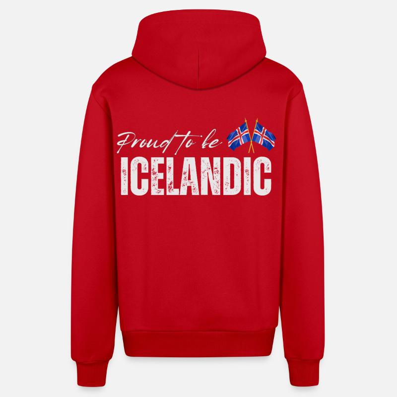 Fière d’Islandaise, j’adore l’Islande - Veste à capuche bio décontractée fabriquée en UE - rouge
