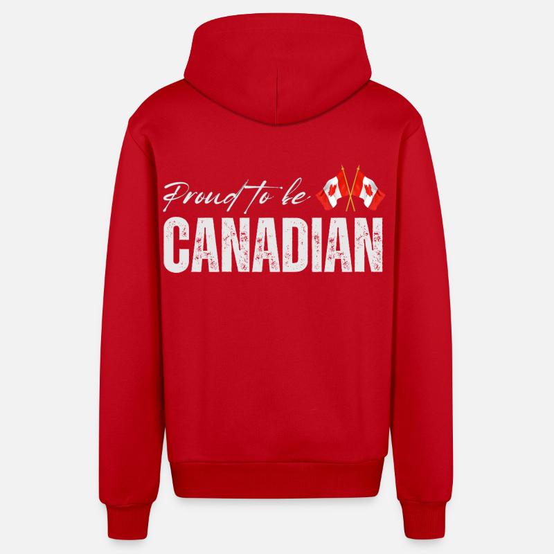 Drapeau du Canada, fierté canadienne - Veste à capuche bio décontractée fabriquée en UE - rouge