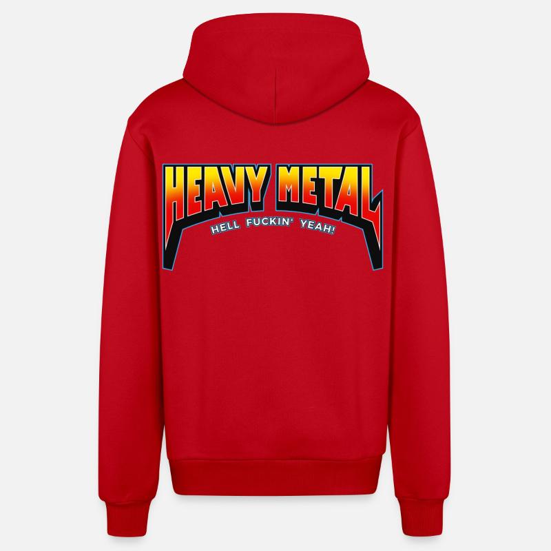 Logo texte Heavy Metal Hell yes - Veste à capuche bio décontractée fabriquée en UE - rouge