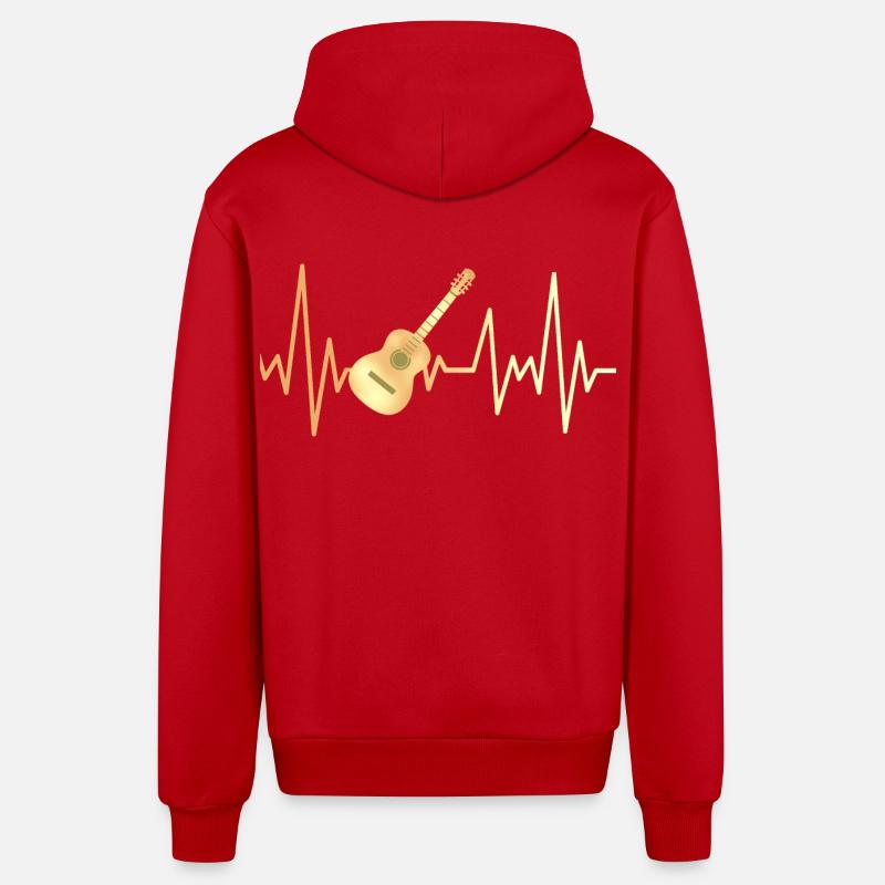 E-Gitarre und Herzfrequenz - Organic Relaxed Kapuzenjacke Made in EU - Rot
